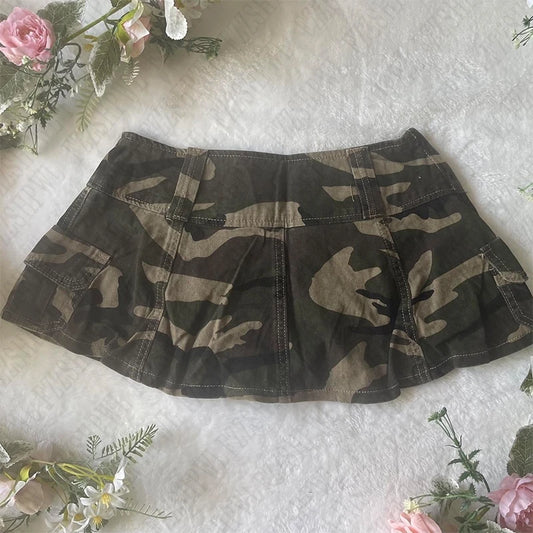 Women's Camouflage Mini Skirt with Bow Detail