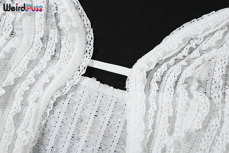Weird Puss Patchwork Lace Sexy Dress Women See Through Summer Sleeveless Deep v-Neck Split Long Slim Bodycon Vacation Clubwear