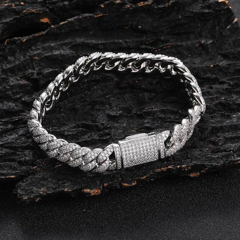 Rapper Chain Hip Hop Accessories Male 10mm Double Row Zircon Bubble Cuban Personality Men