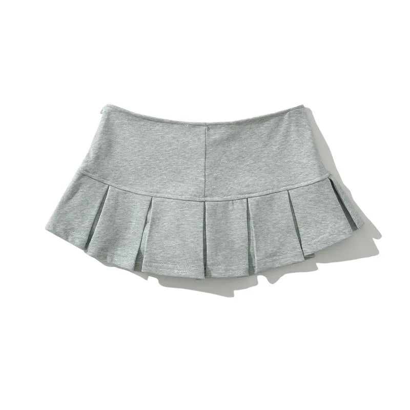 HLJ&GG Y2K Fashion Letter Print Two Piece Sets Women Round Neck Short Sleeve Slim Crop Top + Pleated Mini Skirts Outfits 2025