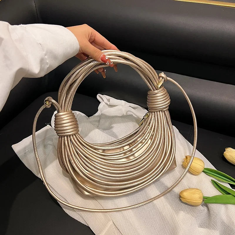 2025 Trendy! Women's Multicolored Woven Knot Handbag - Stylish Crossbody/Top Handle Bag | High-End Texture for Streetwear