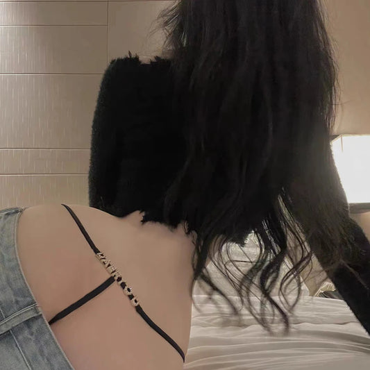 Sexy Lace G-string Thong Custom Underwear Name Letter Waist Chain Body Jewelry Personalized Crystal Letter Birthday Gift