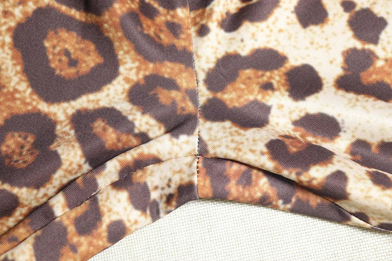 Weird Puss Leopard Print 2 Piece Set Women Halter Bandage Backless Crop Tops+Skinny Peach Hip Pants Wild Trend Streetwear Suits