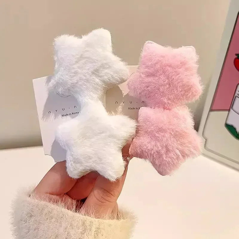 1/12pcs Plush Star Y2K Star Mini Star Hairpin Sweet Child Handmade Cute BB Pins Hairpin Headwear Hair Accessories Women Girls