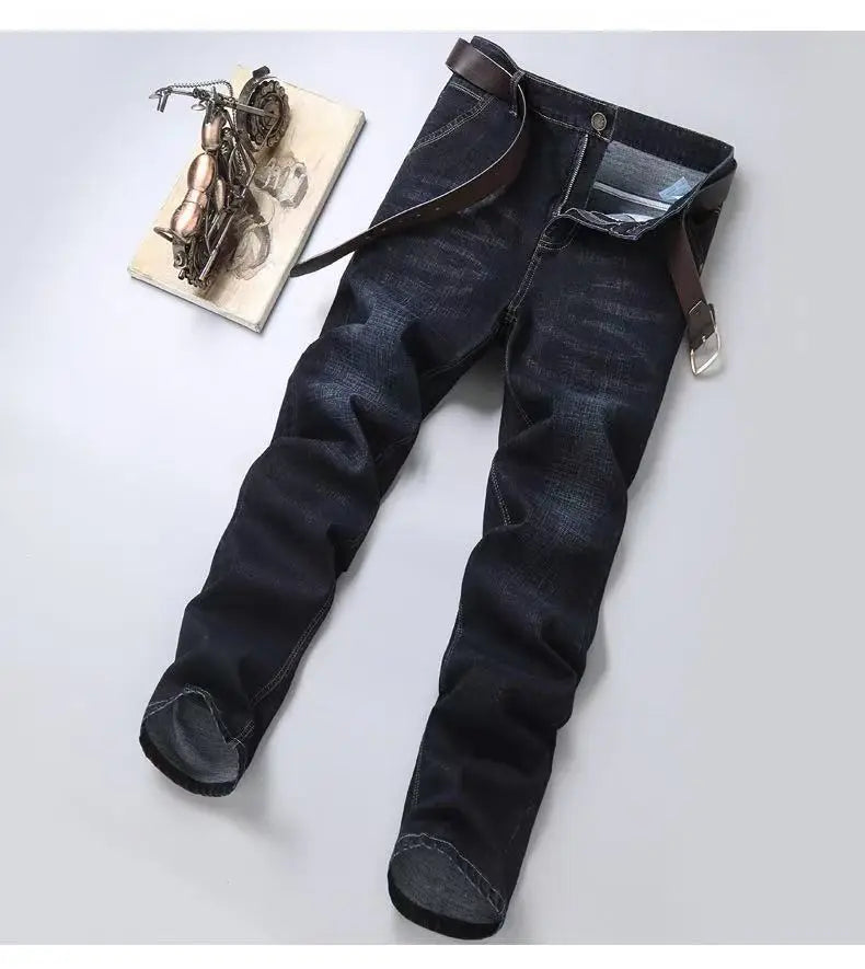2025 Spring/Summer New Men's Jeans Micro Elastic Loose Straight Tube Business Casual Men's Pants Boutique Denim Series