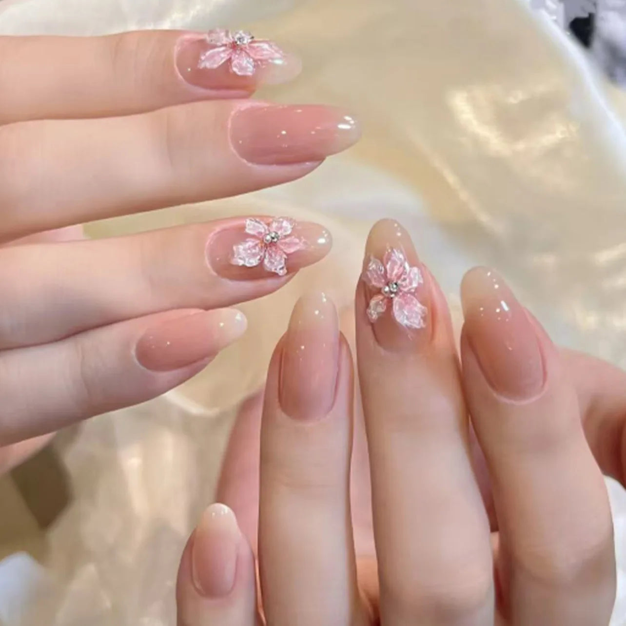 24pcs Sweet Pink Press on Nails with Bow Lipstick Print French Fake Nail Tips Wearable Detachable Ins Simple Korean False Nails