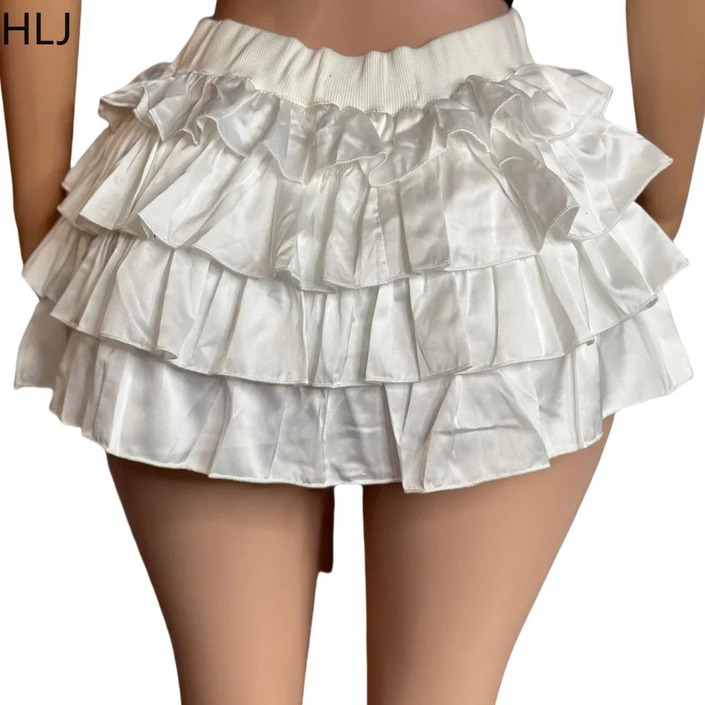 HLJ&GG Black Fashion Basketaball Tshirt Two Piece Sets Women V Neck Short Sleeve Top+Mini Bow Ruched Skirts Outfits Streetwear
