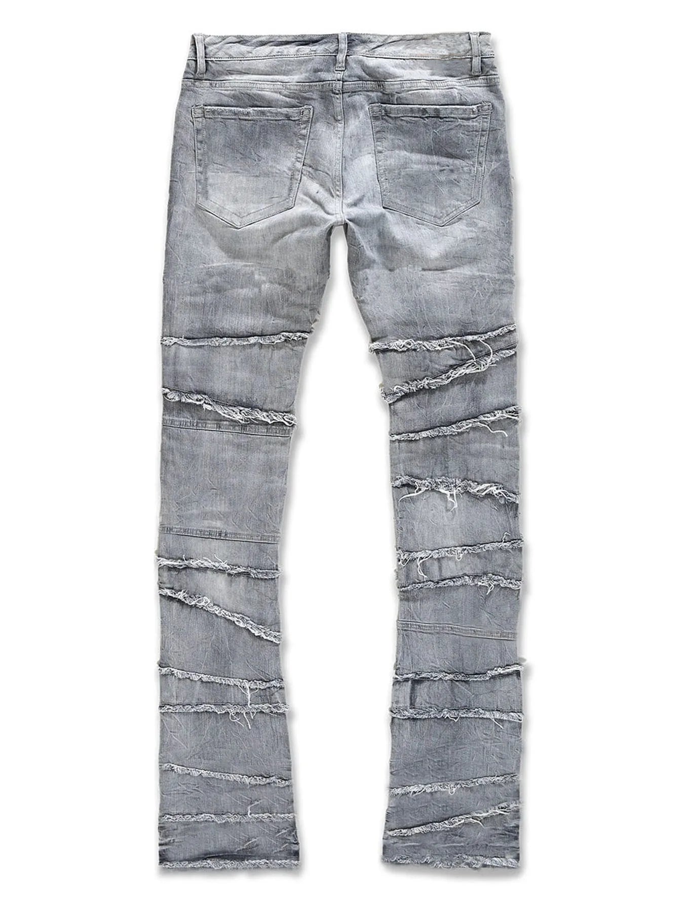 Straight Pant Men Jeans Denim Pants Slim Fit Irregular Folds Tassel Splice Simple Button Pocket High Street Trousers Spring