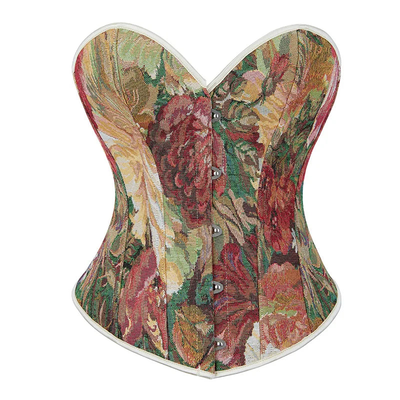HLJ&GG Sexy Oil Print Style Retro Corset Two Piece Sets Women Off Shoulder Slim Crop Top And Ruffle Irregular Mini Skirt Outfits