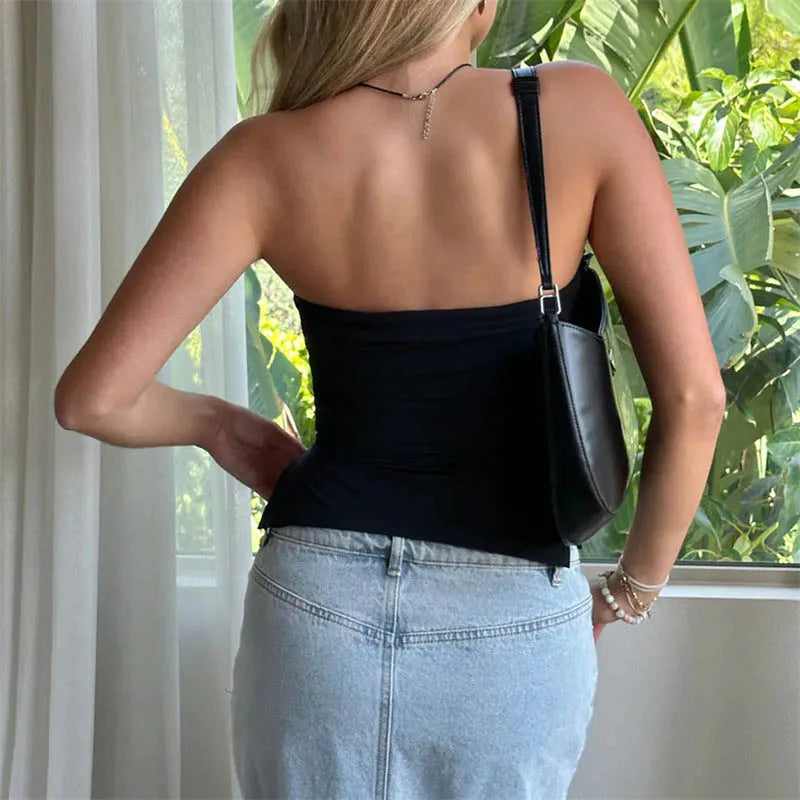 Tube Tops Women y2k Clothing Solid Color Off Shoulder Strapless Sleeveless Bandeau 2000s Fairycore Clothes Streetwear