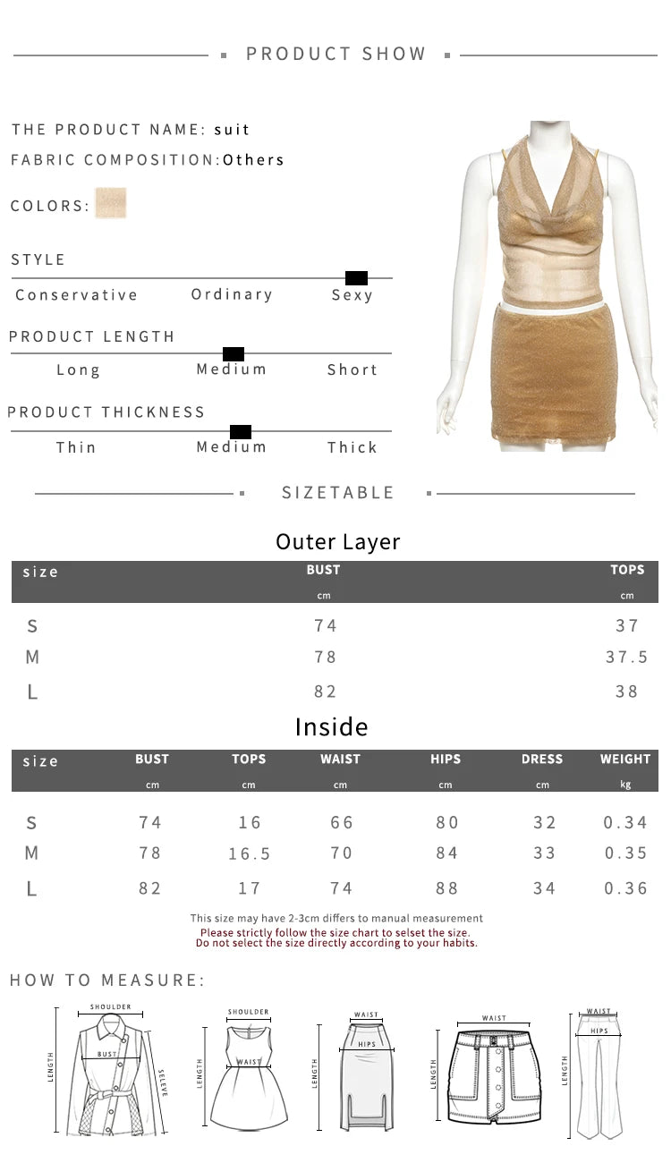 Weird Puss Bright Silk 2 Piece Set Women Lace-Up Halter Low-Neck Mesh Patchwork Crop Tops+Ruched Skirts Midnight Elegant Outfits