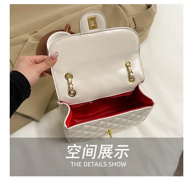 2025 New Women's Light Luxury Chain Square Bag Trendy Crossbody Shoulder Design | Versatile Handy Small Purse for Daily/Evening