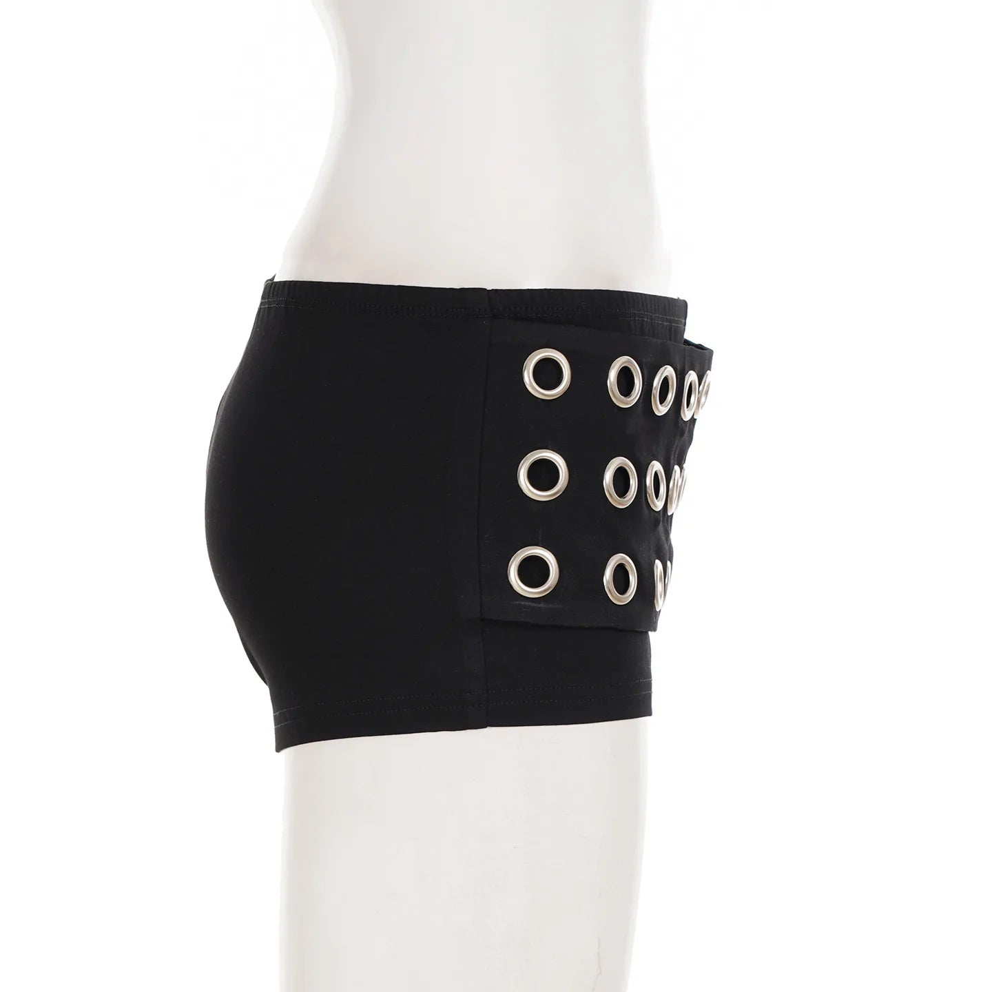 FAGADOER Y2K Sexy Hollow Out Patchwork 2 Pieces Set for Woman Sleeveless Backless Crop Top and Shorts Outfits Female Streetwear