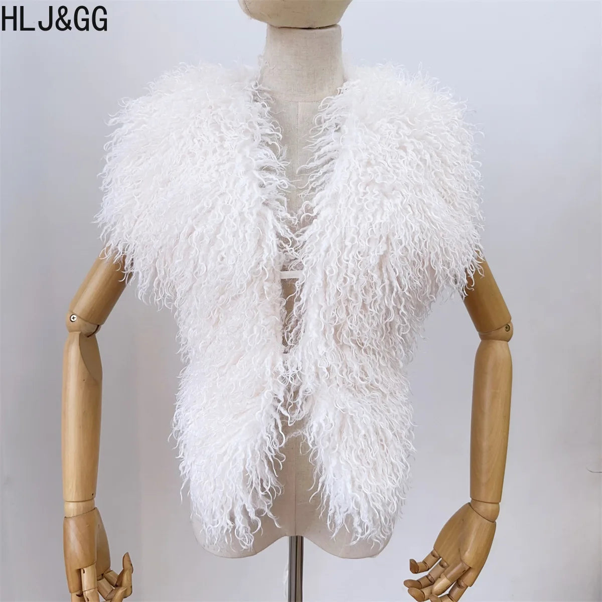 HLJ&GG Trend Y2K Two Piece Sets Women Fur Feather Halter Waistcoat Fashion Backless Lace Up Legs Cover Streetwear Clothing 2025