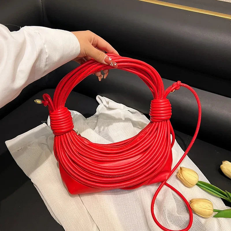 2025 Trendy! Women's Multicolored Woven Knot Handbag - Stylish Crossbody/Top Handle Bag | High-End Texture for Streetwear