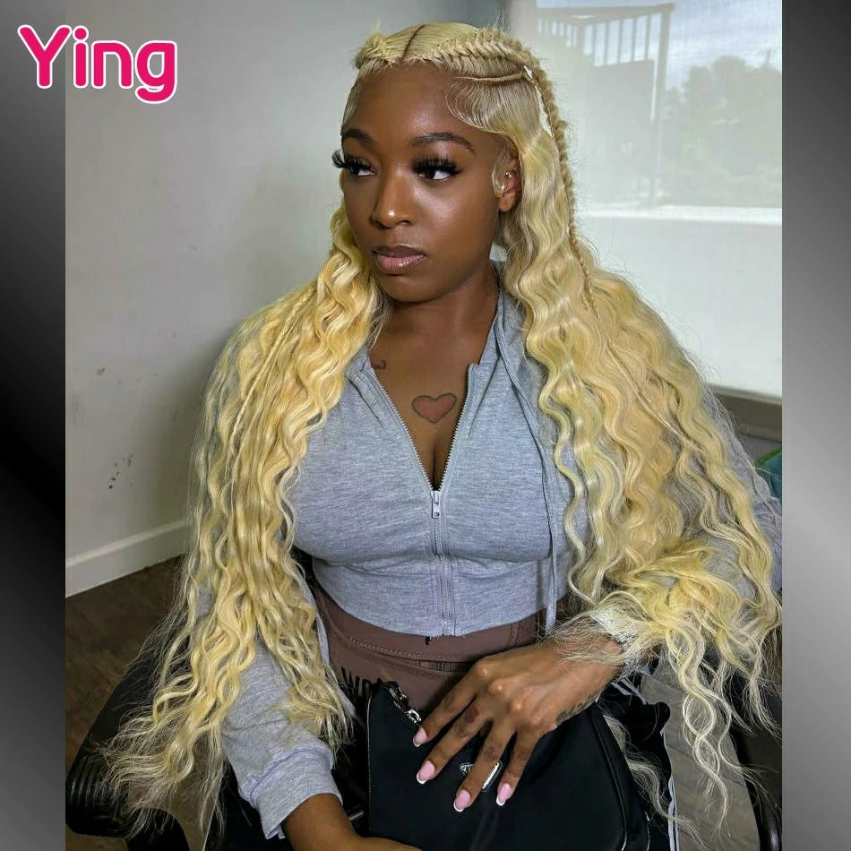 Fluorescent Green Colored 200% Deep Wave 13x6 Lace Front Human Hair Wigs PrePlucked With Baby Hair 5x5 Lace Closure Wigs