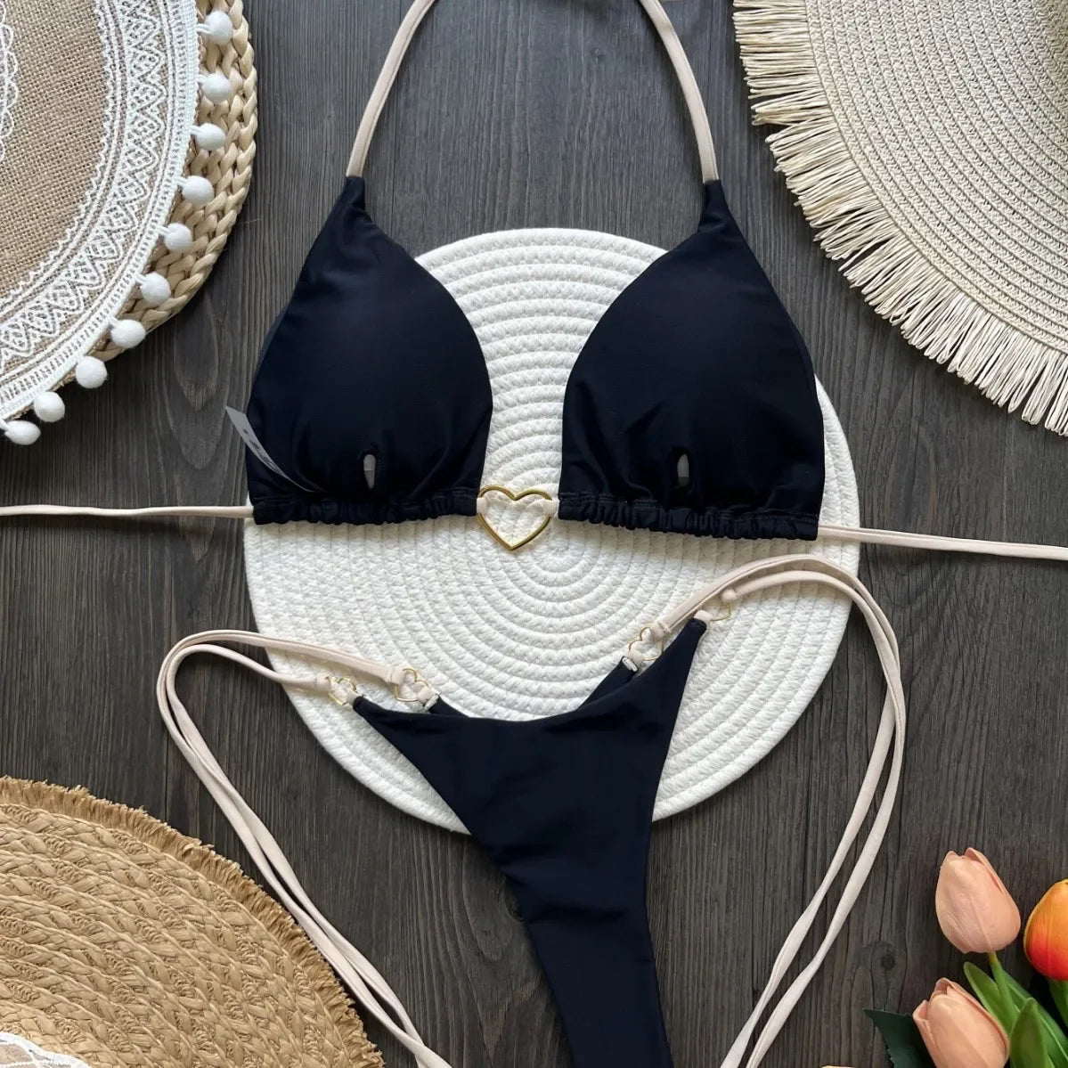 2025 Solid Color White Bikini Women Suit Low Waist Lace-up Swimsuit Two-piece Set swimwear women bathing suit купальник