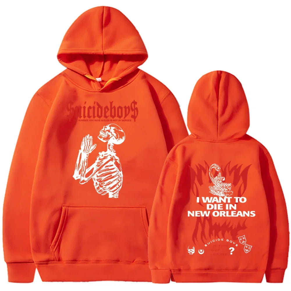 2025 new hoodie Suicide boy Wearing a hood, I want to die in New Orleans, super fashionable hoodie