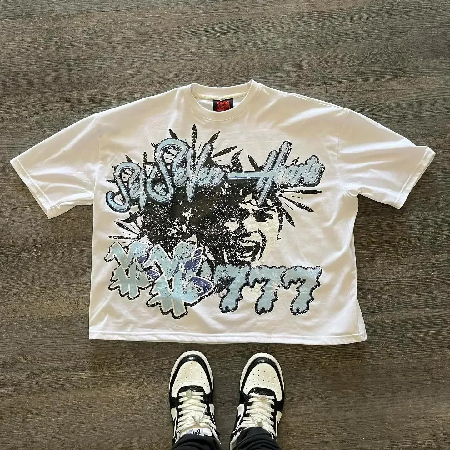 Oversized Blue Couple Gothic Cropped T Shirt Men Women Harajuku Pretty Btches Love Swipers Graphic T-Shirt Streetwear