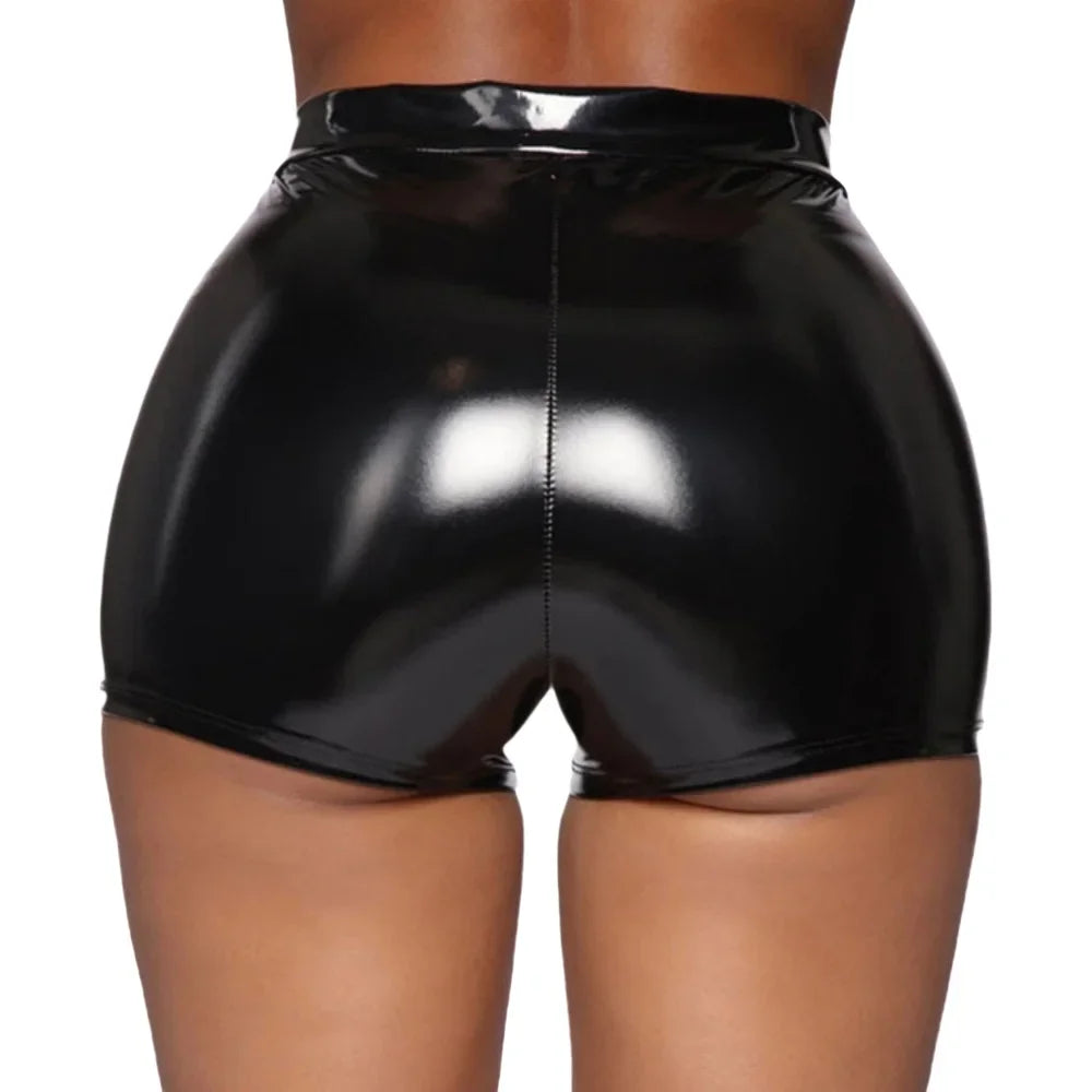 HLJ&GG Fashion Y2K Leather Snake Jacket Coat Three Piece Sets Women Lapel Long Sleeve Crop Top+Shorts Outfits Trend Streetwear