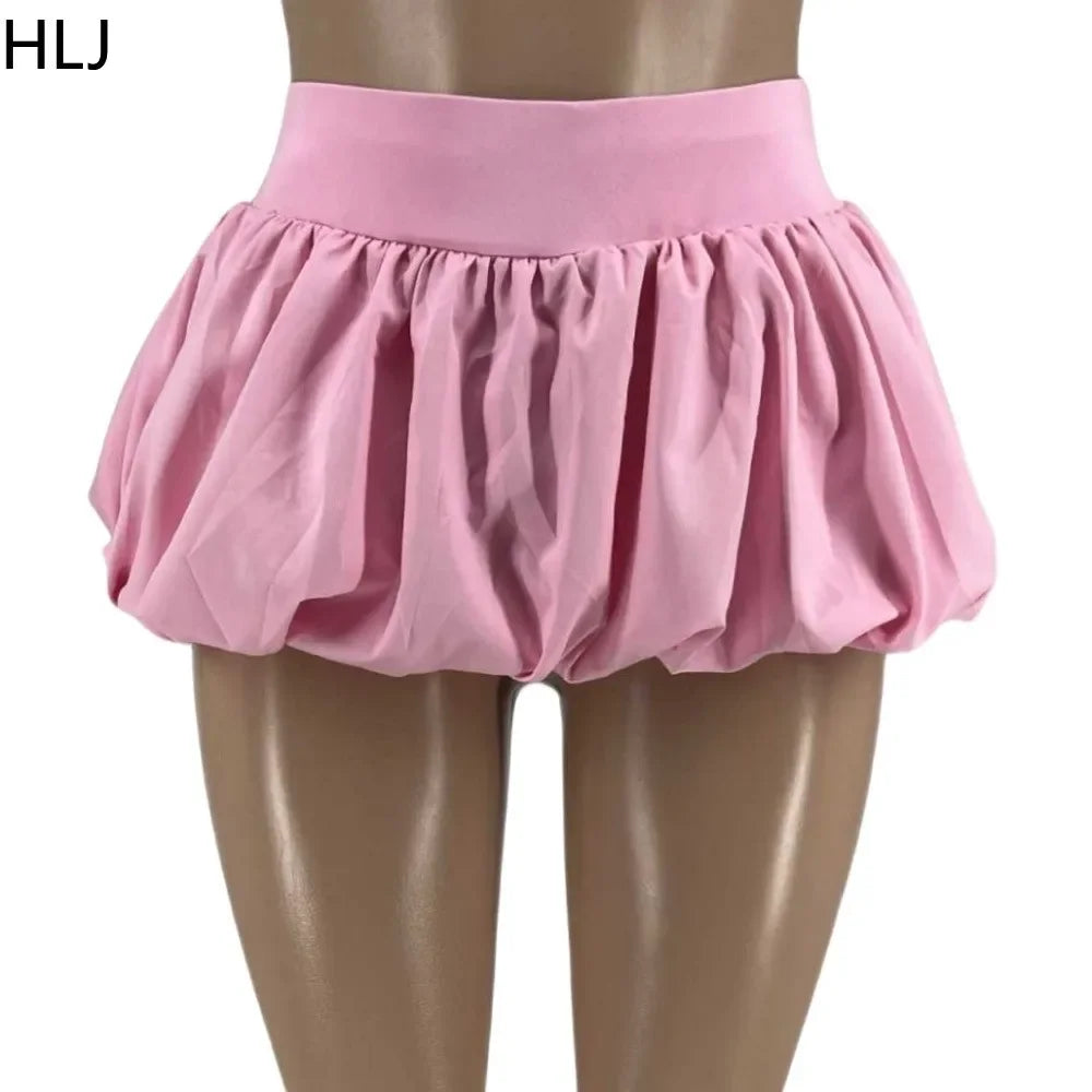 HLJ&GG Fashion Letter Embroidery Two Piece Sets For Women Zipper Short Sleeve Slim Top And Puffy Mini Skirts Outfits Streetwear