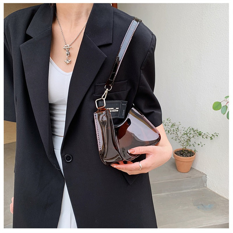 Clear Jelly Shoulder Bag For Women, Y2K Small Zipper Underarm Purses & Fashion Handbag