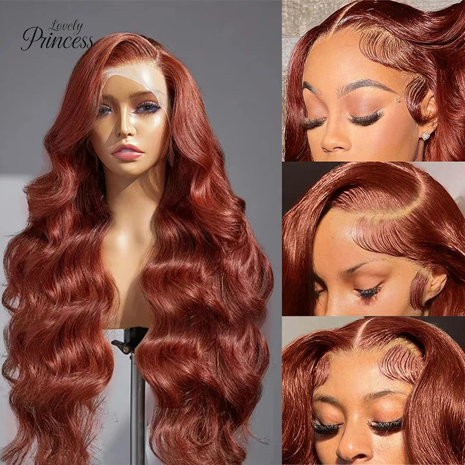 Reddish Brown 13x4 13x6 Lace Front Wigs Human Hair Pre Plucked 200% Density Body Wave Colored Human Hair Lace Frontal Human Wig