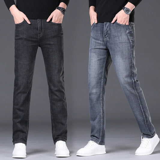 2024 Spring/Summer Men's Comfortable and Versatile Breathable Slim fit denim pants in three colors: straight leg thin pants