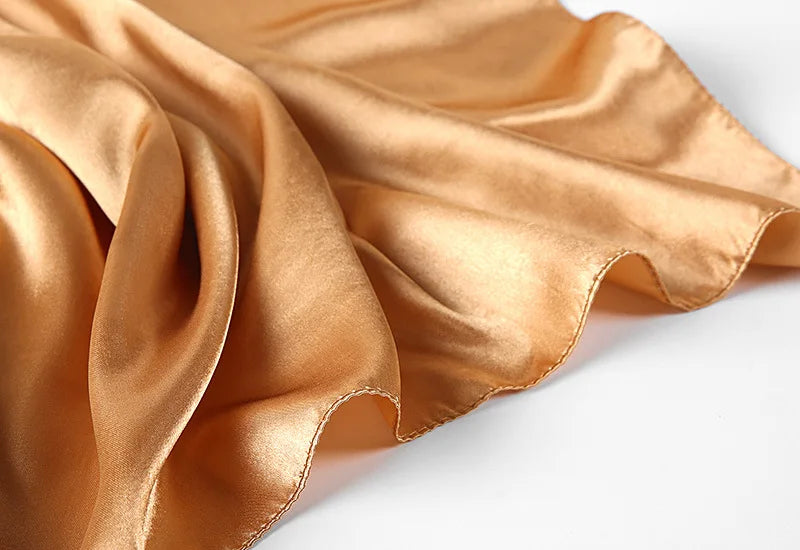 Luxury Brand Silk Scarf, Satin Solid color Hijab Scarves Muslim Pareo Bandana Female Shawl Wrap Headband Foulard 90*90cm
