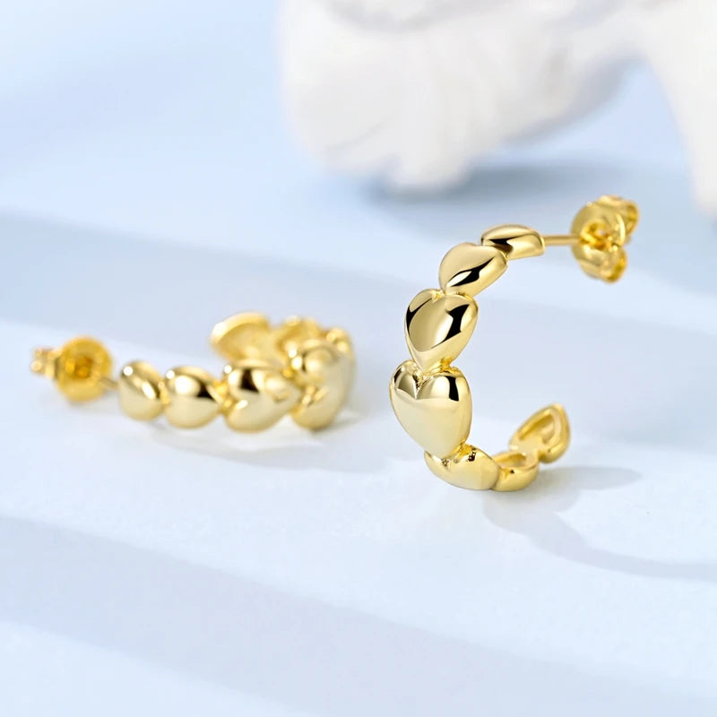 Fashion Gold ladies Hoop Earring 925 Sterling Silver Sparkling Zircon Round Ear Stud Earrings Fine Jewelry Lover Anniversary Gift