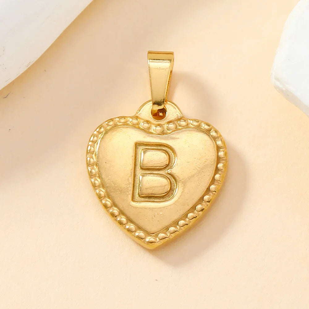 316L Stainless Steel Initial Necklace Letter Heart Pendant Chain For Women Name Jewelry Accessories