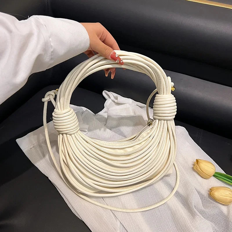 2025 Trendy! Women's Multicolored Woven Knot Handbag - Stylish Crossbody/Top Handle Bag | High-End Texture for Streetwear