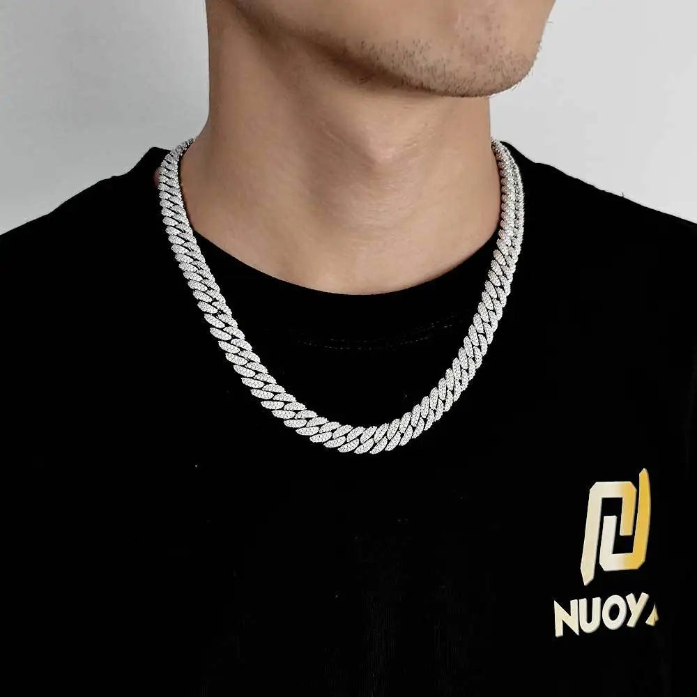 Rapper Chain Hip Hop Accessories Male 10mm Double Row Zircon Bubble Cuban Personality Men