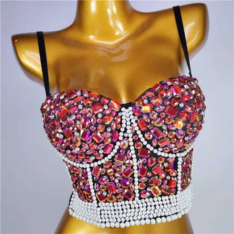 Bling Rhinestone Corset, Luxury Woman Clothes