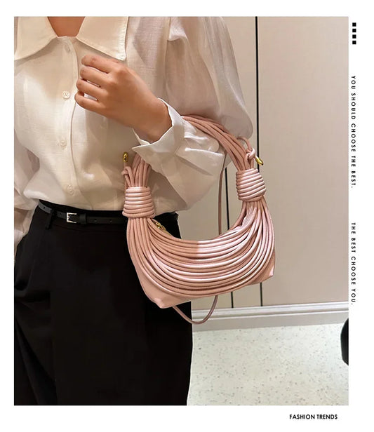 2025 Trendy! Women's Multicolored Woven Knot Handbag - Stylish Crossbody/Top Handle Bag | High-End Texture for Streetwear