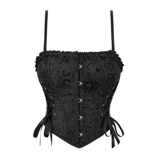 Women Corset Crop Top Overbust Sexy Lace Up Bustier Slimming Body Shaper Short Torso Corselet Vest Black White Red