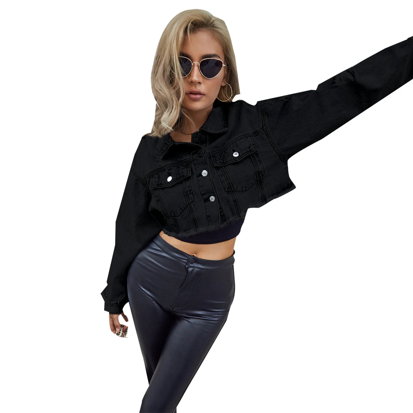 Women Clothing Single Breasted jeans Coat Long Sleeve Turn Down Washed Jackets Loose Fit Cardigan Streetwear Solid Pockets