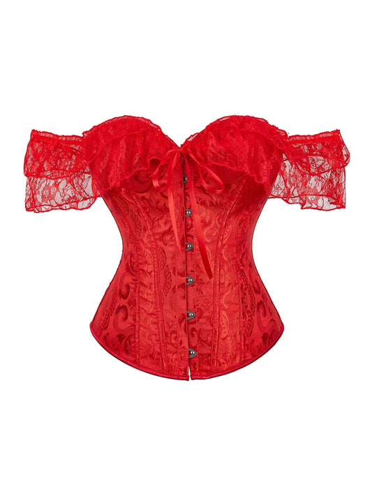 Vintage Corset Women Lace Flounce Slim Waist Fishbone Bandage Bustiers for Wedding Party Shaping Top Harajuku