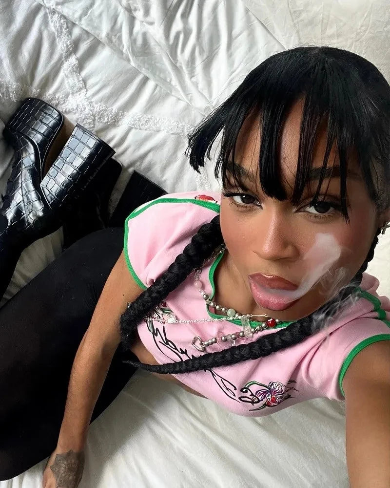 Y2K Style Short Cut Top for Women, Gothic Style Vest, Summer Pattern Printed, Street Trendy, New, 2024