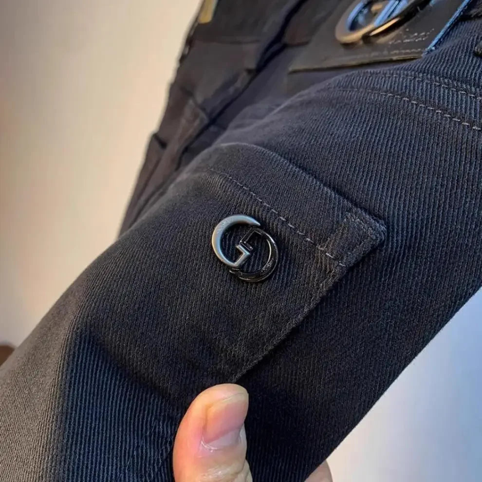 Spring Autumn Men's Elastic Slim Fit Casual Jeans Trendy Loose High End Brand Fashionable Long Trousers Popular Style