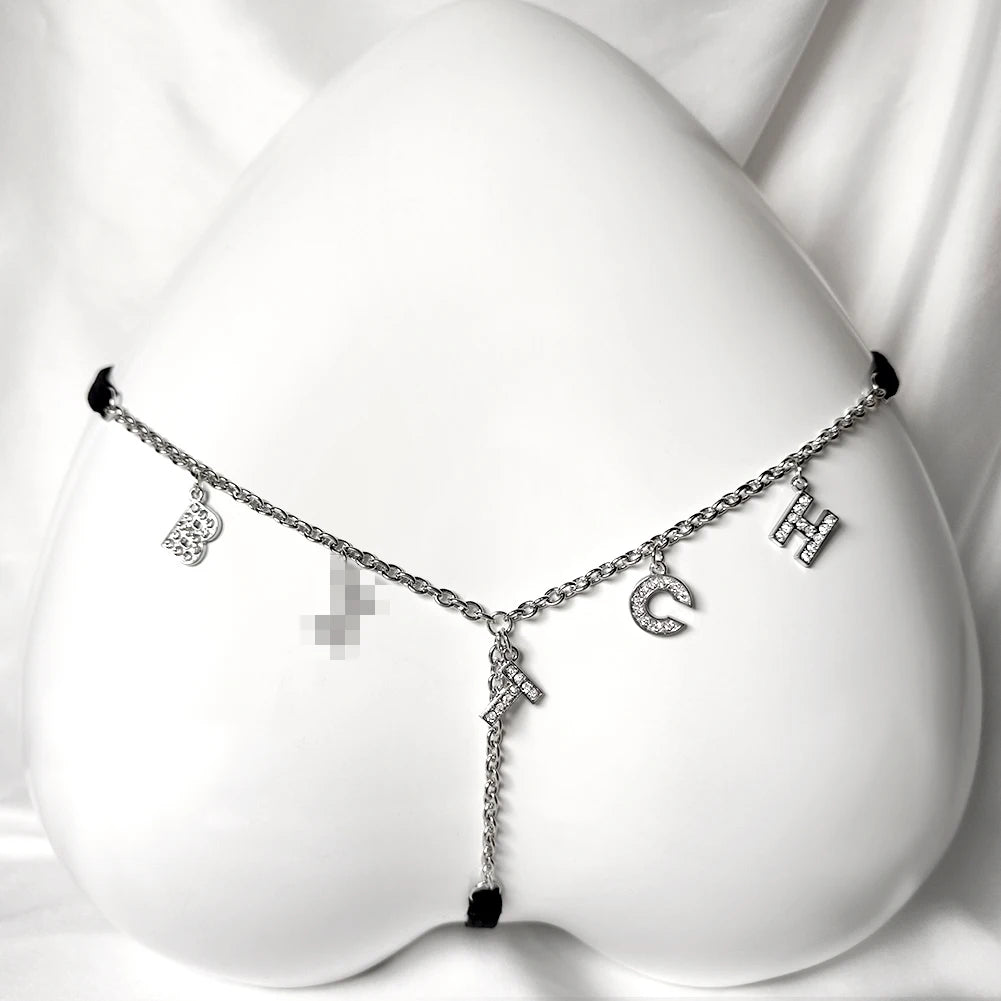 Customize Name Crystal Letters Waist Body Chain for Women Sexy Leopard Underwear Thong Body Jewelry Valentine's Day Gift