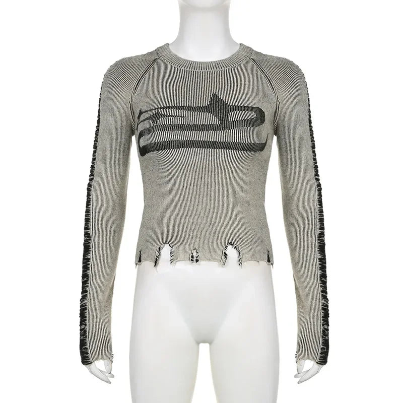 HLJ&GG American Vintage Y2K Leather Shorts Two Piece Sets Women Long Sleeve Knit Top And Shorts Outfits Fashion Streetwear New