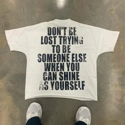 y2k top Alphabet print Street Harajuku short sleeve T-shirt Men 2024 American retro loose top couple casual oversized shirt