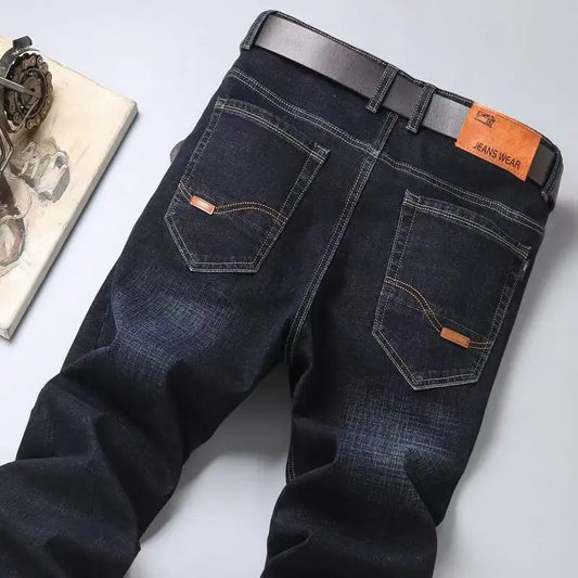 2025 Spring/Summer New Men's Jeans Micro Elastic Loose Straight Tube Business Casual Men's Pants Boutique Denim Series