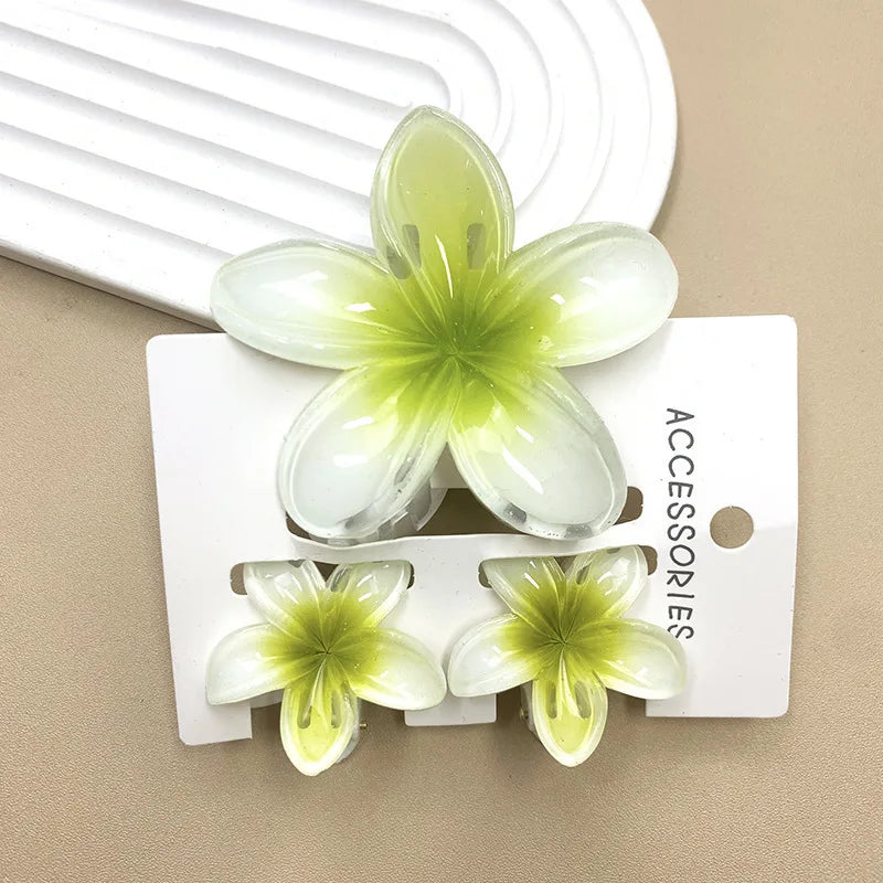 Summer Hawaiian Flower Hair Claw Clip Fashion Plastic Flower Hairpins Ponytail Clips Barrettes Beach Hair Accessories Headwear