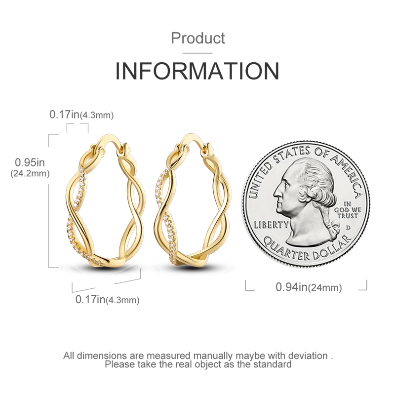 Fashion Gold ladies Hoop Earring 925 Sterling Silver Sparkling Zircon Round Ear Stud Earrings Fine Jewelry Lover Anniversary Gift