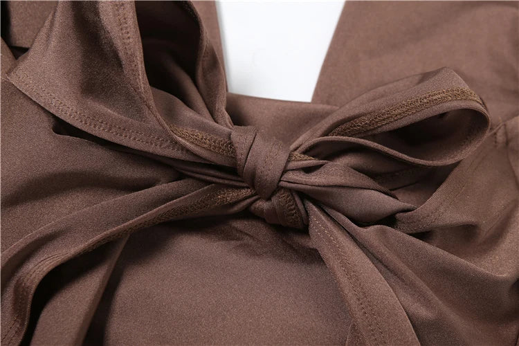 Weird Puss Sexy 2 Piece Set Women 2025 Summer Halter Backless Lace Swing Collar Crop Top+Shorts Matching The Banquet Outfits