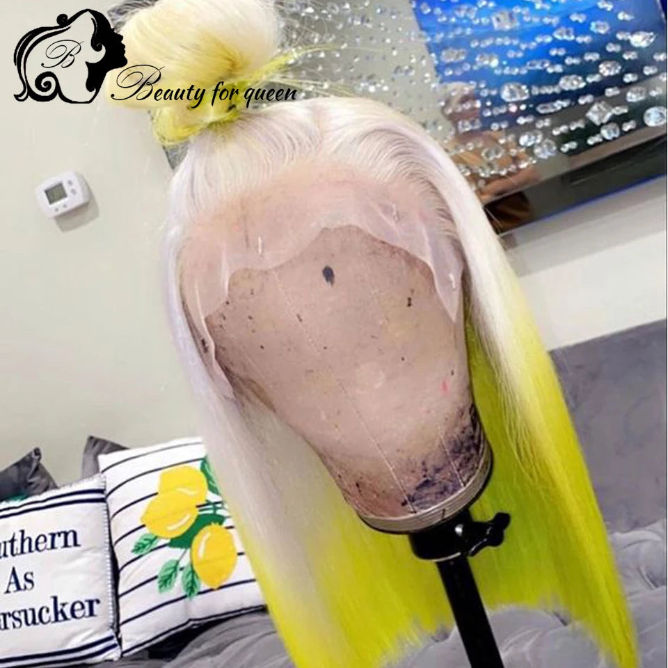 Grey Pink Ombre Colored Short Bob ace Front Human Hair Wigs For Women HD Transparent 13x6 Lace Frontal Wig With Natural Hairline