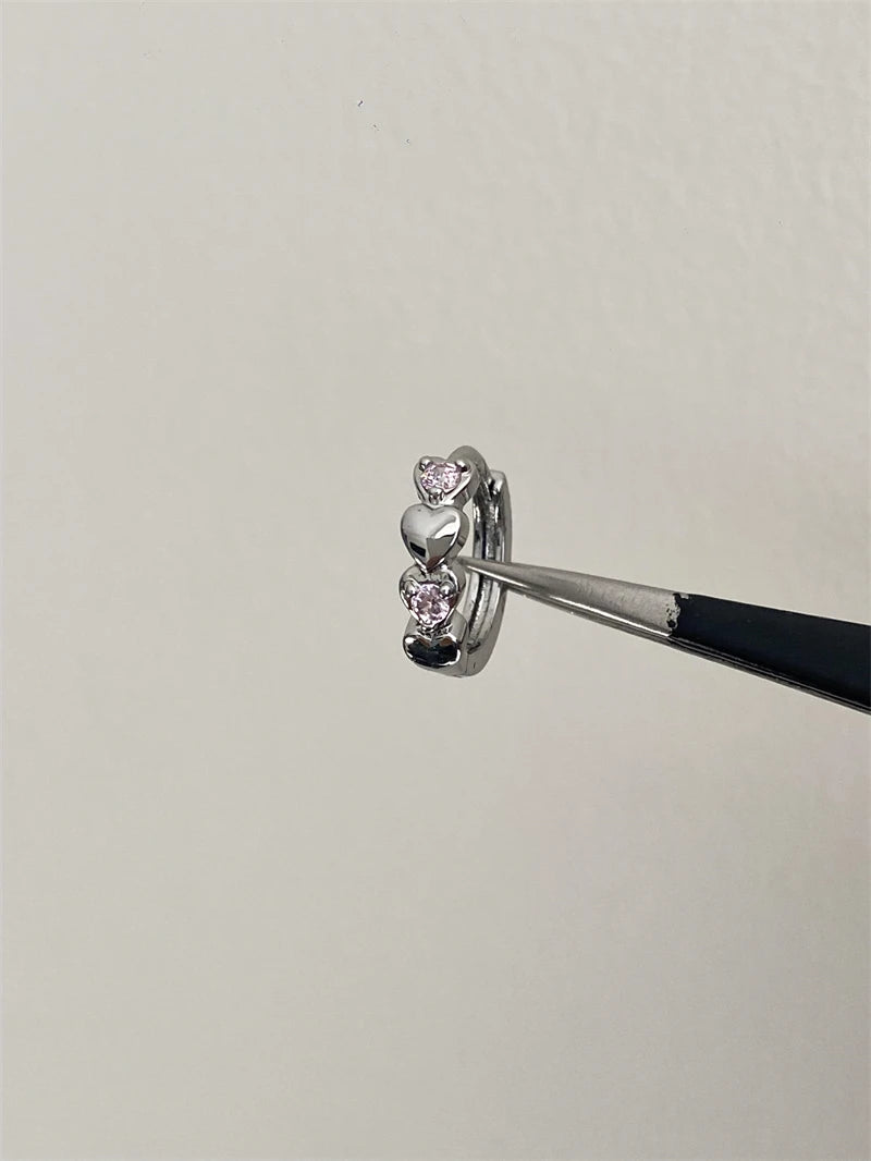 1 PCS New Fashion Cute Pink Zircon Crystal Ear Bone Nail 316L Medical Titanium Steel Earrings for Women Y2K Punk Jewelry