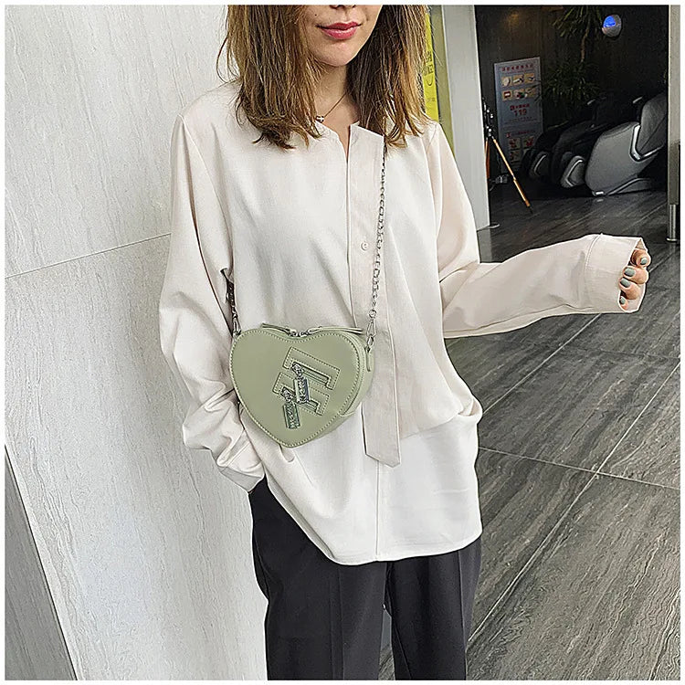 Gothic Heart Blade Zipper Chain Crossbody Bags for Women Girl Casual Shoulder Purses Handbags Techwear Summer Wallet Goth